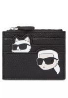 Karl Lagerfeld Ikon Pebble Karl Choupette Zip Card Holder