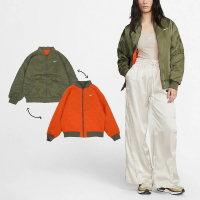 NIKE 耐吉 外套 NSW Varsity 女款 綠 橘 雙面穿 絎縫 飛行夾克 保暖 風衣 夾克(DV7877-222)