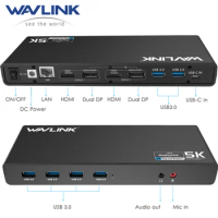 Wavlink Universal TypeC Docking Station Displaylink 4K/5K USB-C Dual USB 3.0 Video Gigabit Ethernet HDMI Port Windows Mac OS