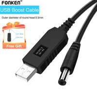 Fonken DC 5V to 12V Step-up Cord WiFi to Powerbank Cable Connector USB Cable Boost Converter for Wifi Router Modem Fan Speaker