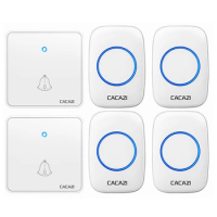 CACAZI Home Wireless Night Light Doorbell Waterproof 300M Remote 2 Transmitter 4 Receiver CR2032 Battery US EU UK Plug 60 Chimes