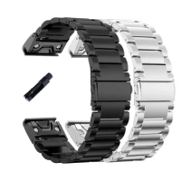 Quick 26mm 22mm Watchband Strap For Garmin Fenix 7X 7 6X 6 Pro 5X 5 3 3HR D2 MK1 Watch Release Stainless Steel Wrist Band Strap