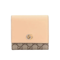 【GUCCI 古馳】GG Marmont Medium 卡夾 零錢包 皮夾 短夾 米色 烏木色 790062