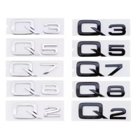 Huruf 3D ABS Hitam Krom Pelekat Emblem Bagasi Belakang Kereta Untuk Audi Q2 Q3 Q5 Q7 Q8 Aksesori Gay