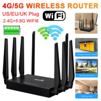 5G CPE WIFI6 Router 4*LAN 1*WAN SIM Card Ports WIFI Router 2 Band 2.4G+5.8G Wireless Router 5dBi High Gain Antenna For 32 Users