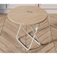 可折疊桌簡易木圓桌(原木色)(尺寸:高70CM,寬70CM)