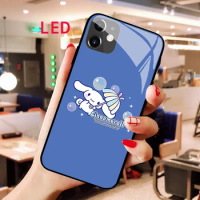 Cinnamoroll Luminous Tempered Glass phone case For Apple iphone 12 11 Pro Max XS Acoustic Control Protect RGB Backlight cover