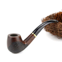 Classic Ebony Wood Pipe 9mm Filter Smoking Pipe Random Carved Tobacco Pipe Vintage Bent Smoke Pipe accessory
