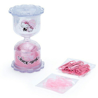 小禮堂 Hello Kitty 沙漏造型罐迴紋針橡皮筋組《粉》夾子.置物罐