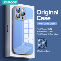 Joyroom Plating Case For iphone 13 12 Pro Max Case With Lens Glass Cover For iphone 12 pro Max Shockproof Anti Yellow Case