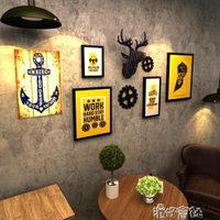 工業風復古酒吧墻面裝飾品齒輪壁掛件木板畫咖啡館壁飾墻掛飾鹿頭 港仔HS