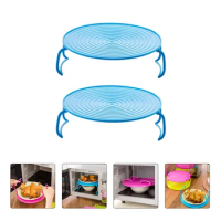 2 Pcs Steam Rack Layered Storage Micro-wave Oven Steamer Microwave Tray Food Holder Plastic Rounded