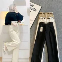 ORO PANTS - Loose Pants Trouser Wanita -Celana Anti Kusut - Celana Kulot Wanita XL putih