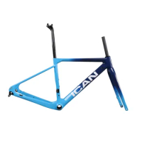 ICAN New flat mount gravel Disc brake carbon bike frame Full internal cable size 49/52/54/56/58cm fit 142*12mm axle