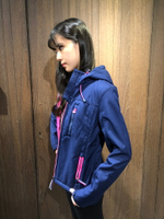 美國百分百【全新真品】Superdry 極度乾燥 修身 刷毛 風衣 連帽外套 防風夾克 藍色 女 S/M/L J843