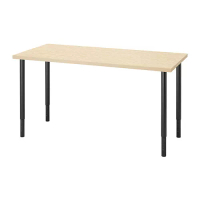 MITTCIRKEL/OLOV 書桌/工作桌, 松木效果/黑色, 140x60 公分