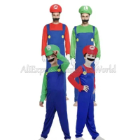 Game Mari Anime Super Bros Cosplay Halloween Brother Costumes Funny Children Fantasia Cosplay Jumpsuit Carnival Adult Woman Suit