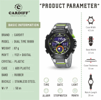 CARDIFF Dual TIme S 18069 Jam Tangan DIgital Analog Casual Pria Water Resist Kaca Stainless
