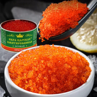 Canned Tsar sturgeon salmon caviar rice dish gourmet salmon caviar