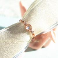天然玉髓體藍月光石韓版時尚粉晶S925純銀細戒指環輕珠寶禮物