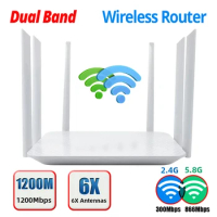 WIFI Router 1200Mbps Wireless WiFi Repeater 2.4GHz 5GHz WiFi Extender 6 Antennas Signal Amplifier Network Card Adapter for PC