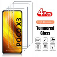 4PCS Tempered Glass for Poco X3 Pro Pocophone X3 NFC Screen Protector For Xiaomi Poco F3 F4 GT F2 F1 M2 M3 M4 X4 Pro 5G Glass