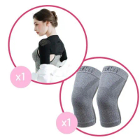 【京美】美好挺鍺紗能量循環衣(黑)1件+長效支撐X型舒緩護膝1雙