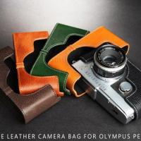 handwork Photo Camera Genuine leather cowhide Bag Body BOX Case For Olympus PEN-F PENF PEN-FT Protective sleeve box base