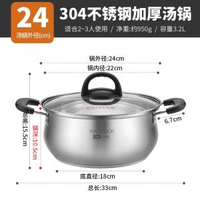 美廚304不鏽鋼湯煲22cm 電磁爐明火適用 家用湯鍋 易潔耐用- 美廚雅致系列304不鏽鋼復底湯鍋22cm 均碼