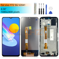 For Vivo Y72 5g Lcd Display Touch Screen Digitizer Assembly y72 Screen With Frame Replacement Repair Parts 6.58"