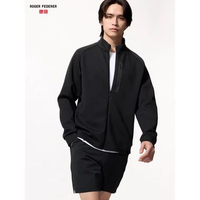 Uniqlo Dry Stretch Sweat Jacket Pria 09 BLACK S