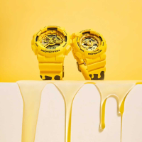CASIO卡西歐 G-SHOCK&amp;BABY-G 甜蜜情人 亮眼蜂蜜黃 人氣雙顯 對錶 SLV-22A-9A_51.2/43.3mm
