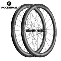 ROCKBROS Bike Road Disc Carbon Wheelset Ultralight Cycling Wheel Tubeless Rims With 50mm Ratchet System 36T Road Racing Wheelset
