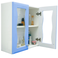 海灣雙門加深防水塑鋼浴櫃/置物櫃(藍色1入)