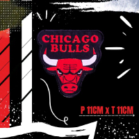 Chicago Bulls - Patch Emblem Bordir Jahit Modern Chicago Bulls 11CM x 11CM Logo Bull Merah Hitam