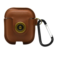 Leather Bluetooth Wireless Earphone Case for AirPods 2 Protective Cover Skin for Airpods Charging Box Khaki