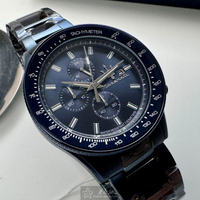 MASERATI手錶,編號R8873640023,44mm寶藍圓形精鋼錶殼,寶藍色三眼, 中三針顯示, 運動錶面,寶藍精鋼錶帶款,氣場戴出來!