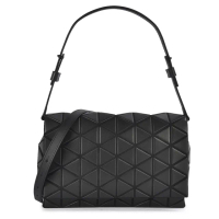 【ISSEY MIYAKE 三宅一生】BAOBAO FOSSETTE 霧面幾何菱格翻蓋肩背斜背包(大/黑色)