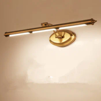 New Mirror Front Light LED Simple Modern Yellow Bronze Bathroom Light Hotel Continental Wall Mirror Cabinet Light