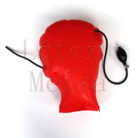 Novelty latex hood tube red latex hood with back zip decoration made of 0.4mm thickness natural latex materials