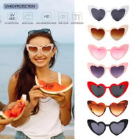 1PC UV400 Protection Fashion Heart-Shaped Sunglasses Retro Fashion Women Love Heart Sun Glasses Clear Lens Female Glasses