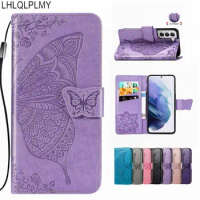 Butterfly Flower Leather Flip Wallet Case For Samsung Galaxy S9 S8 Note 10 20 S20 S21 FE S21FE S22 Plus S23 Ultra S10 Lite Cover