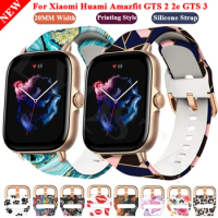 20mm Printing Silicone Smart Watch Straps For Xiaomi Huami Amazfit GTS 2/GTS2 Mini/2e Bracelet Amazfit GTS 3 Bip GTR 42mm Bands