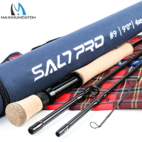 Maximumcatch Saltpro Saltwater Fly Rod 8/9/10WT 9FT Fast Action 30T+40T SK Carbo Fly Fishing Rod 4 Sections With Extra Tube