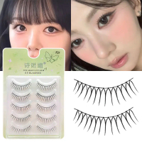 ต่อขนตา 5 คู่ ขนตาปลอมรูปตัวยู ดูเป็นธรรมชาติ ขนตาเรียวใส เหมาะสำหรับเครื่องสำอางและความงาม ใช้ซ้ำได