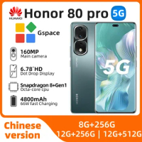 Honor 80 Pro Smart Phone 160.0MP Camera 6.78" OLED 120HZ Display Snapdragon 8+ Gen 1 OTA 66W Charge Android 12.0 GPS
