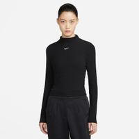 NIKE AS W NSW ESSNTL RIB MOCK LS TO 黑色 高領 薄長T 長袖 黑 女款 運動 DV7881-010