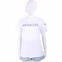 MONCLER 矽膠字母純棉白色短袖TEE T恤