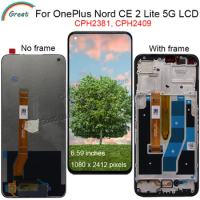 6.59'' For OnePlus Nord CE 2 Lite 5G CPH2381 CPH2409 LCD With Frame Display Touch Screen Digitizer For OnePlus Nord CE2 Lite LCD