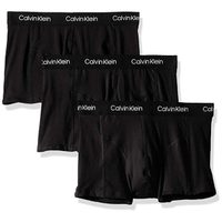 Calvin Klein 男低腰彈力平角合身內褲3件裝(黑色)
